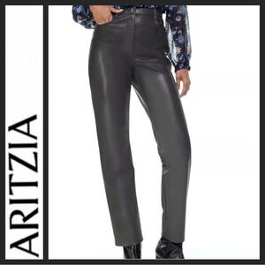 NWOT Aritzia Wilfred The Melina Elegant Gray Faux Leather Straight Pants